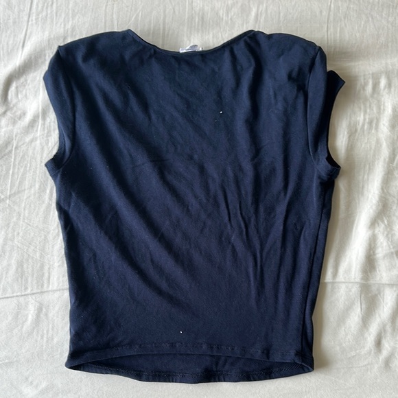 Garage Blue Fitted Blouse with Cap Sleeves - Picture 2 of 2